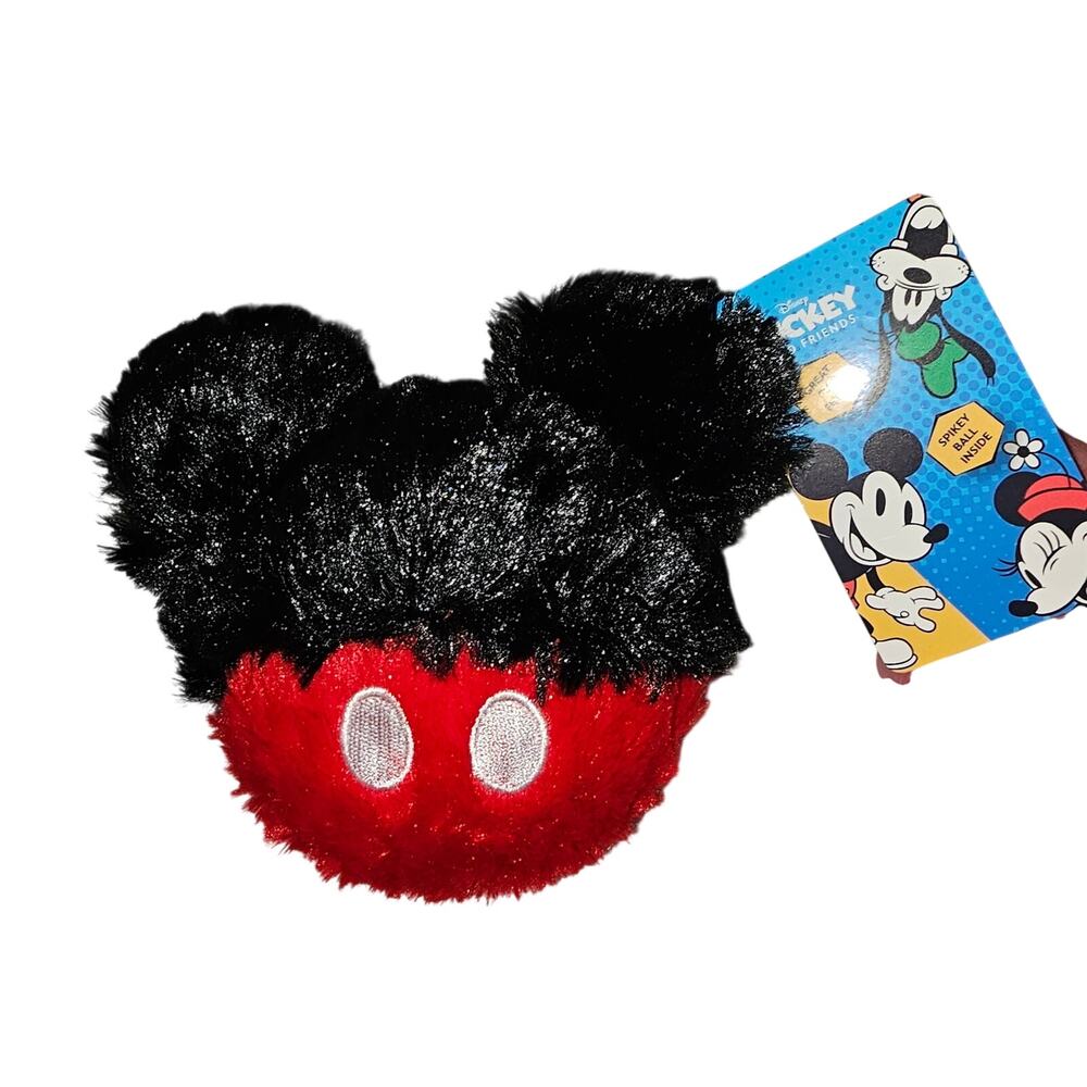 Disney Mickey Mouse Plush Spiky Ball Dog Toy Squeaker Inside New With Tag